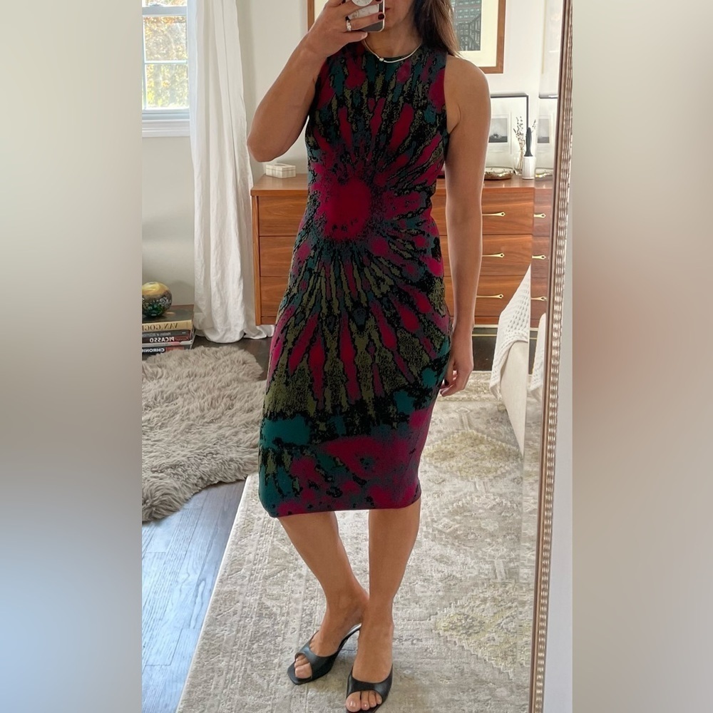 Ronny KoBo Abstract Print Midi Dress